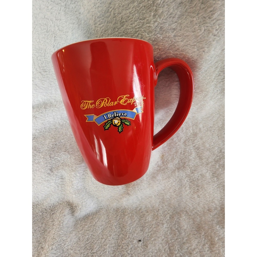 The Polar Express Hot Chocolate Mug Red Ceramic I Believe Bell Coffee Cup